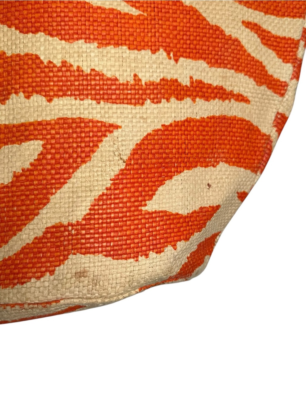Kate Spade Wicker and Rope Tote Bag Orange Beige Zebra Print Beach Vacation - Picture 2 of 16